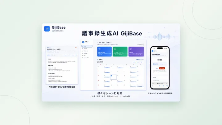 議事録生成AI GijiBaseの画面
